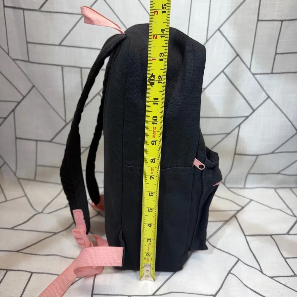 Moomin Backpack Small Black Pink Canvas Floral Graphic Bookbag